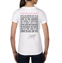Load image into Gallery viewer, What Love Is All About White V-Neck Back 1